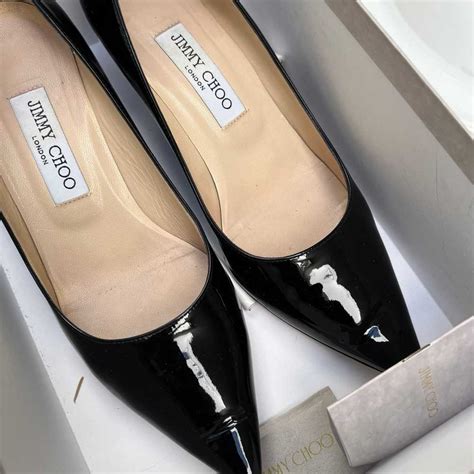 Jimmy Choo Aza Low Heel Patent Pump Black 38 Gem