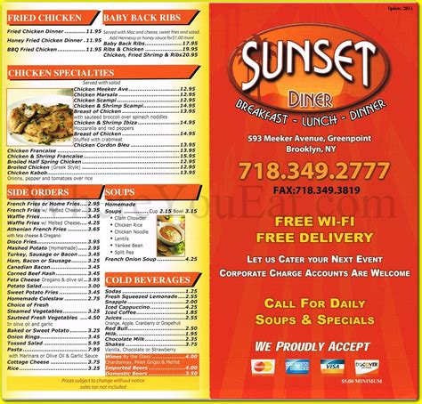 Sunset Diner Restaurant in Brooklyn / Official Menus & Photos