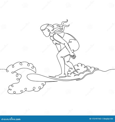 Female Surfer Silhouette Cartoon Vector Cartoondealer