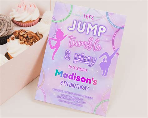 Gymnastic Birthday Party Invitation Tumbling Party Invite - Etsy