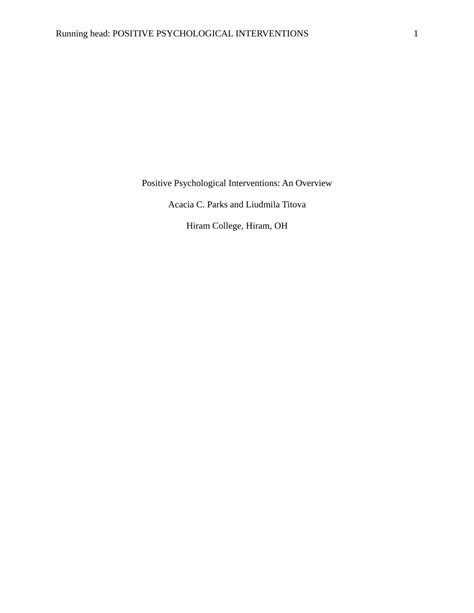 (PDF) Positive Psychology Interventions: An Overview.