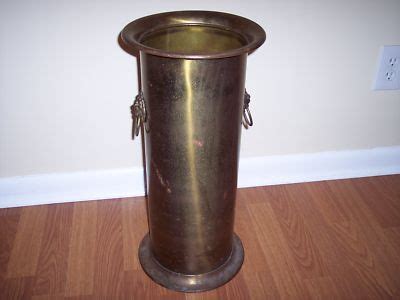 Antique Brass Umbrella Stand With Lion Head Handles