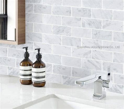 2X4 Subway Tile Interlock Brick Style Bianco Carrara White Marble