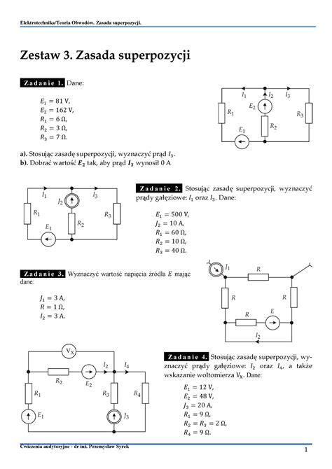 Tobw Zestaw Superpozycja Elektrotechnika Teoria Obwod W Zasada