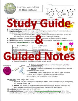 Homeostasis Living Environment Regents Review One Page Wonders Tpt