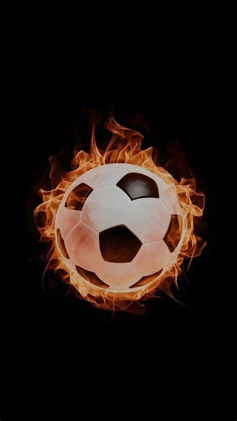 Soccer Ball Portrayed on Fire Against Black Background Stock ...