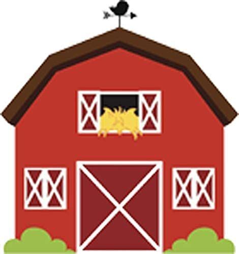 Red Barn Farm House Red Animals Rooster Hay Cartoon Vinyl Sticker (4 ...