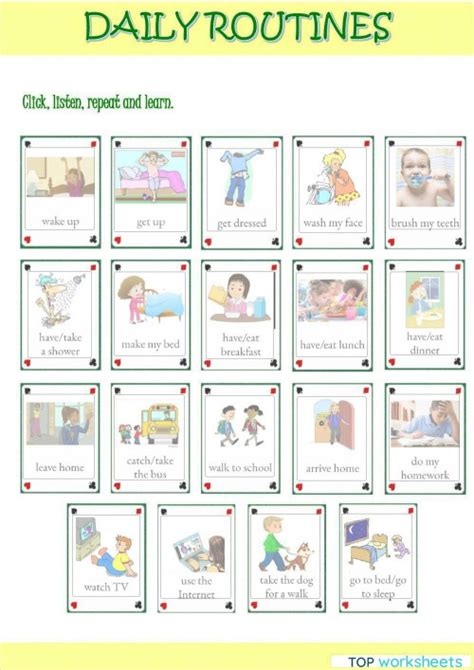 Rooftops 5 Daily Routines Interactive Worksheet Topworksheets