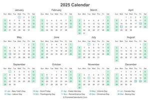 Printable Calendar 2025 Yearly Monthly Weekly Planner Template