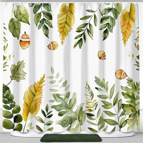 Nature Inspired Watercolor Shower Curtain Set For Modern Bathrooms