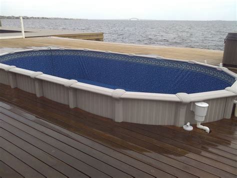 Sharkline Semi Inground Pool With Deck Built Around It Inground Pool