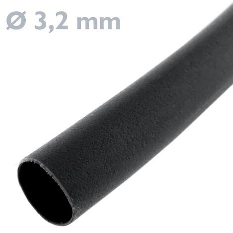 BeMatik Gaine thermorétractable noir 3 2 mm de 15m de bobine