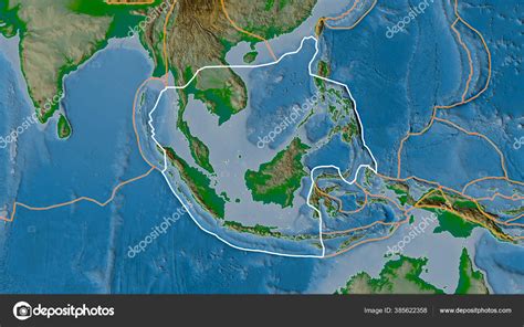 Outlined Sunda Tectonic Plate Borders Adjacent Plates Physical Map Van Stock Photo by ©Yarr65 ...