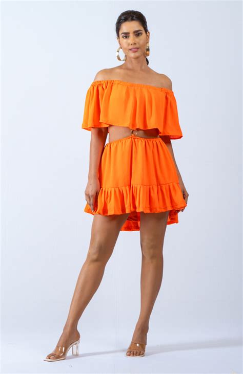 Off Shoulder Dress Ruffle Cutout Mini Kiran Gupta Label