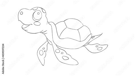 Sea turtle Animal line drawing coloring templates for art class Stock ...