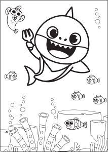 Coloriages de Baby Shark faciles pour enfants Gratuits à imprimer