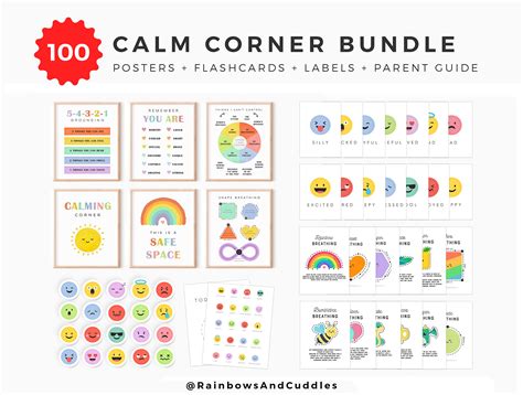 100 Calm Down Corner Kit Printable Bundle Calming Corner Flash Cards Peace Corner Kits Classroom