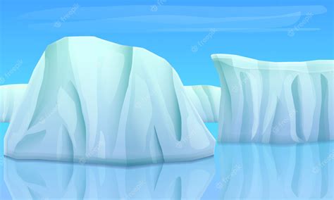 Dibujos Animados De Glaciares En El Océano Ilustración Vectorial Vector Premium