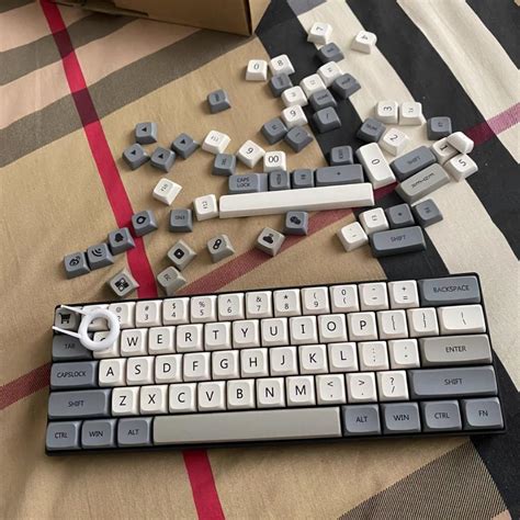 Vintage Grey White Xda Profile Pbt Keycaps Computers Tech Parts