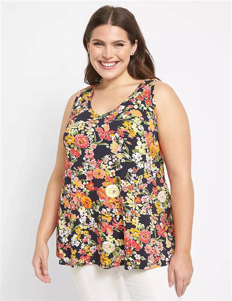 Lane Bryant V Neck New Hope Black Floral Swing Tank New Ebay