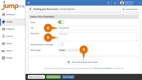 create  html content element jumplms