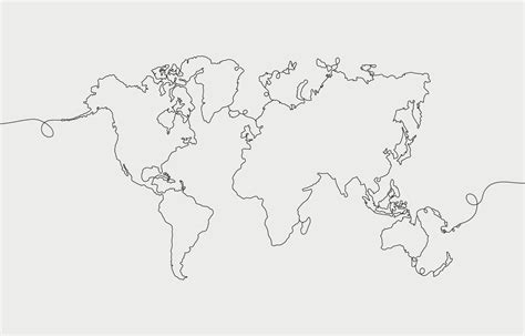 World Map In One Stroke Art Style 21664160 Vector Art At Vecteezy