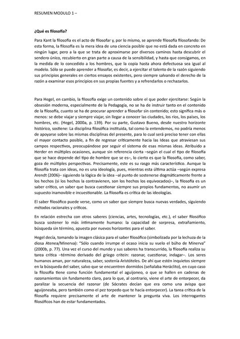 Resumen Modulo Y Filosofia Resumen Modulo Qu Es Filosof A