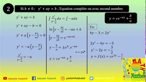 Equations Differentielles Du Premier Ordre SG Et SV YouTube