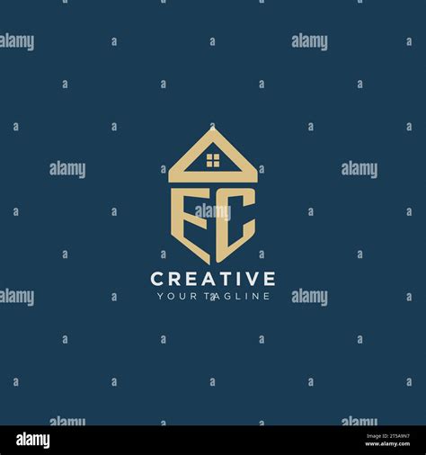 Initial Letter Ec With Simple House Roof Creative Logo Design For Real