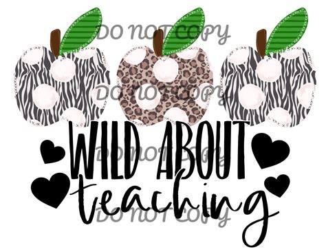 Wild About Teaching Zebra Leopard Apple Sublimation Transfer Sassy