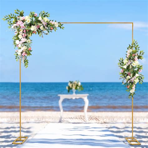 YIYIBYUS 9 8FT X 9 8FT Wedding Backdrop Stand Square Metal Balloon Arch