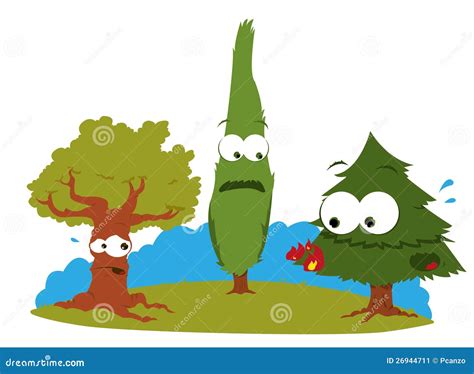 Funny Trees In Trouble Stock Vector Illustration Of Problems