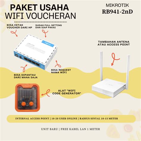 Jual RB941 HAP Lite Paket Usaha WiFi Voucheran Mikrotik RB941 HAP