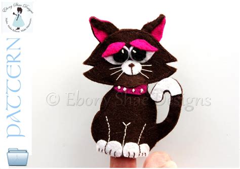 Felt Finger Puppet Pattern: Cat PDF. INSTANT DOWNLOAD.