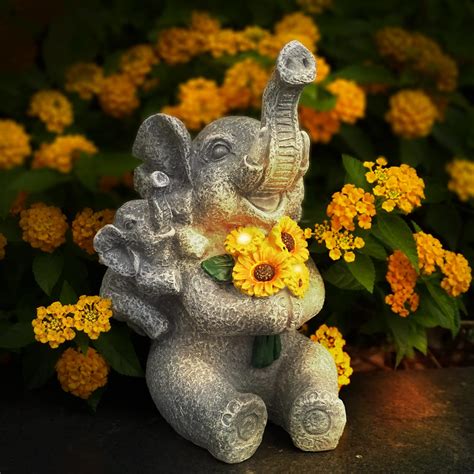 Elephant Gifts for Women, Solor Statue for Garden, Elephant and