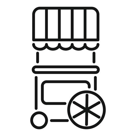 Street Food Cart With Big Wheel And Awning Representing Street Food