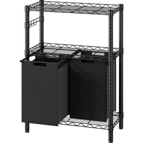 Black Metal Laundry Basket Racks with 2 Removable Laundry Baskets, 29.5"Lx13.7"Wx43.3"H - Kroger