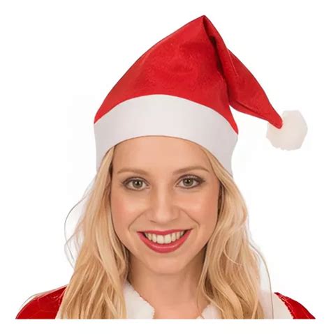 Kit Gorro Papai Noel Touca Feltro Liso Vermelho Natal Frete Gr Tis