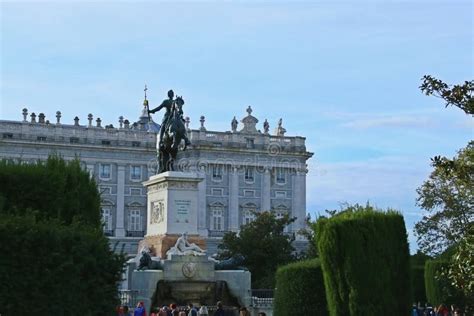 Tourists Visiting The Famous Plaza De Oriente In Madrid In Spain Stock