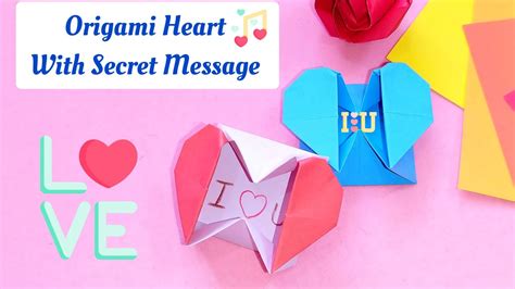 Origami Heart Box How To Make A Paper Heart T Box With Secret Message Easy Paper Craft