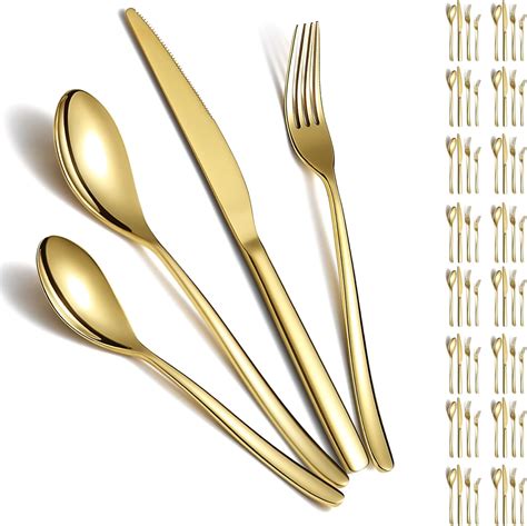 Berglander Gold Cutlery Set 48pcs Service For 12 Titanium Plating