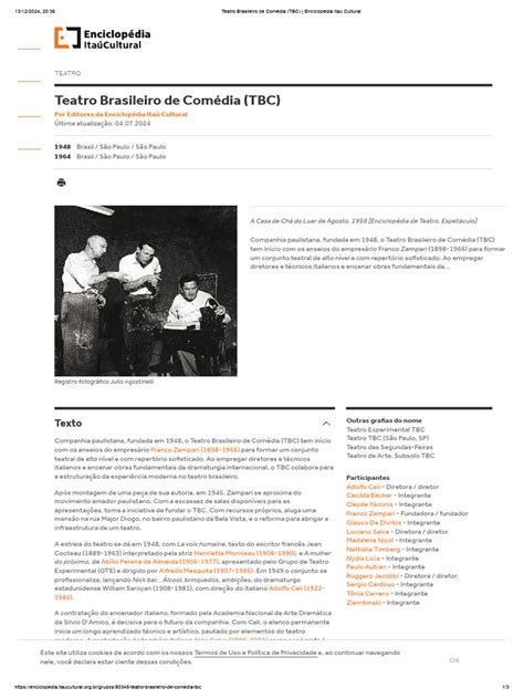 Teatro De Comedia Brasileiro - História do Teatro Brasileiro de Comédia | PDF