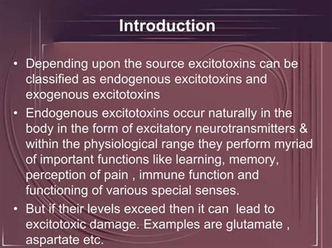 Excitotoxins Their Role In Neurodegeneration Ppt