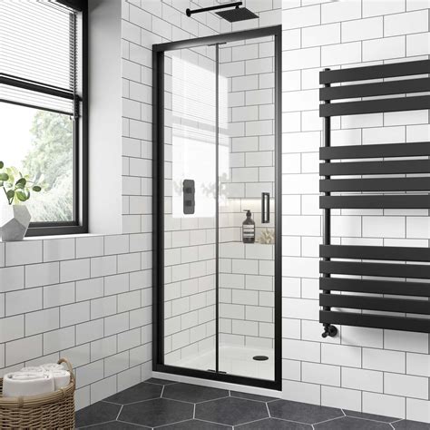 London Matt Black 6mm Bifold Shower Door 700mm