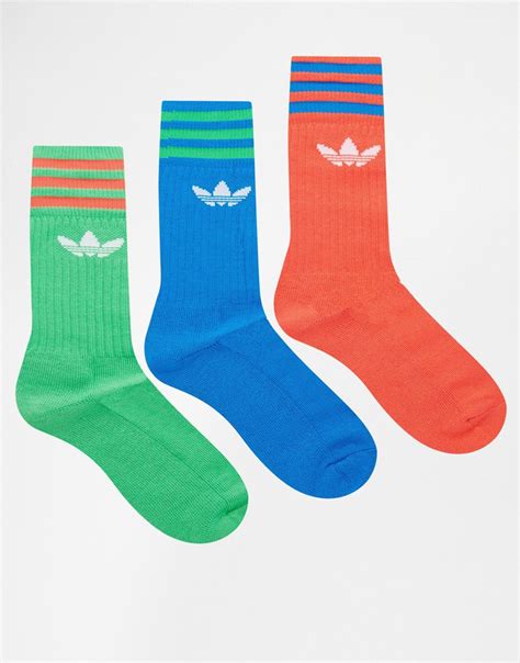 Lyst Adidas Originals 3 Pack Crew Socks In Multi Aj8912 For Men