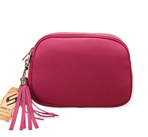 Magenta Fuchsia Ritas Italian Leather Triple Compartments Cross Body