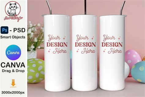 Easter 20oz Skinny Tumbler Mockup Canva Graphic By Doodle Design