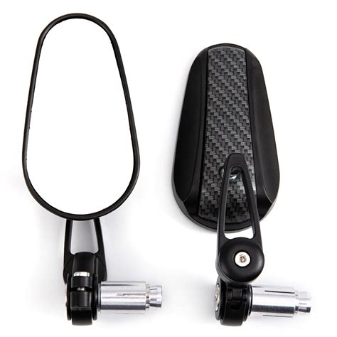 Pair Mm Universal Motorcycle Aluminum Rear View Black Handle