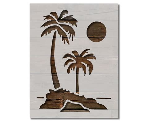 Palm Trees Stencil Tree Beach Sun Moon Template Reusable 85 X 11 For