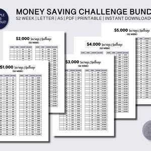 Week Savings Challenge Bundle Dollars